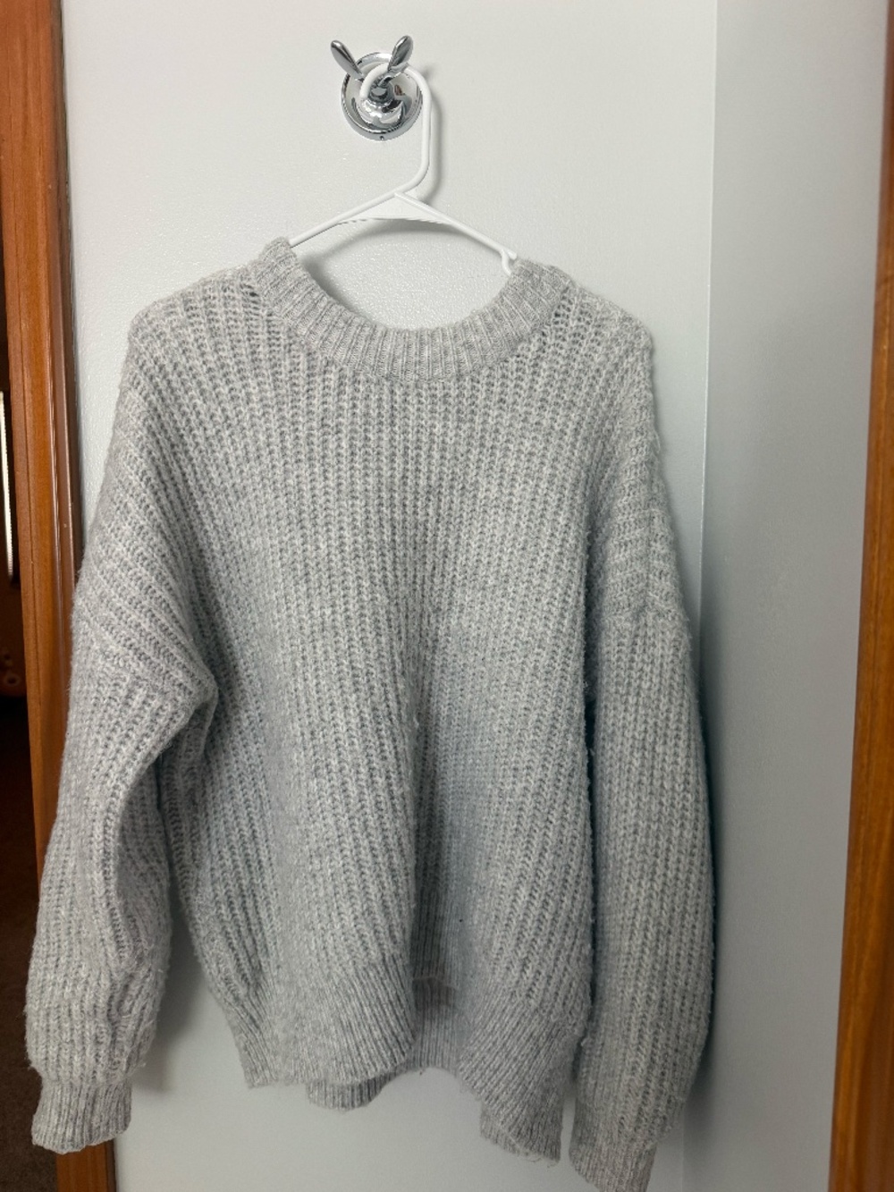 Sonoma Gray Oversized Ribbed Knit Sweater